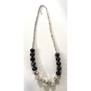 BILL BLASS Chunky 28 inch Black and Silver Necklace